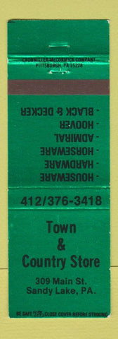 Matchbook Cover - Town & Country Store Sandy Lake PA