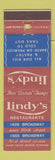 Matchbook Cover - Lindy's Restaurants New York City