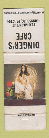 Matchbook Cover - Dinger's Cafe Harrisburg PA pinup POOR