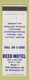 Matchbook Cover - Reed Motel South Burlington VT