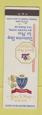 Matchbook Cover - Gus May Men's Clothes Biltmore Hotel Los Angeles CA