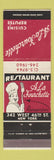 Matchbook Cover - A La Fourchette Restaurant New York City