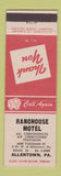Matchbook Cover - Ranchouse Motel Allentown PA