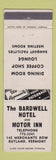 Matchbook Cover - The Bardwell Hotel Rutland VT