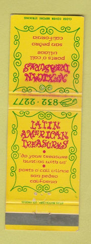 Matchbook Cover - Mexican Treasures San Pedro CA restaurant WORN