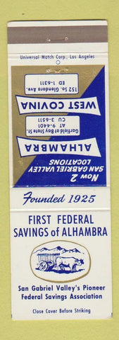 Matchbook Cover - First Federal Savings Alhambra CA West Covina