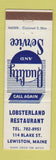 Matchbook Cover - Lobsterland Restaurant Lewiston ME