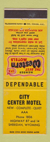 Matchbook Cover - City Center Motel Sheridan WY Best Western