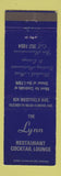 Matchbook Cover - The Lynn Restaurant Elizabeth