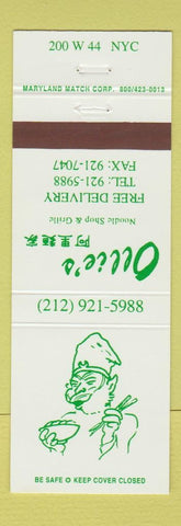 Matchbook Cover - Ollie's Chinese Restaurant New York City