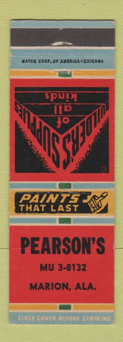 Matchbook Cover - Pearson's Lumber Builders Supply Marion AL