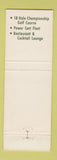 Matchbook Cover - Waubeeka Springs Golf Links Williamstown MA