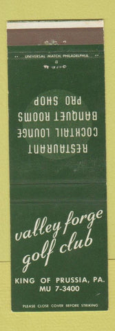 Matchbook Cover - Valley Forge Golf Club King of Prussia PA