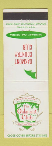 Matchbook Cover - Oakmont Country Club golf Glendale CA