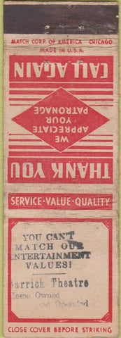 Matchbook Cover - Garrick Theatre STAMPED St Paul MN? WORN