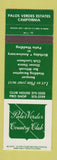 Matchbook Cover - Palos Verdes Country Club Palos Verdes Estates CA