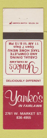 Matchbook Cover - Yanko's Restaurant Fairlawn
