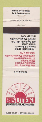 Matchbook Cover - Bisuteki Japanese Steak House Revere Cambridge MA