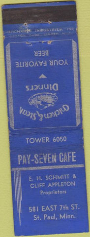 Matchbook Cover - Pay Seven Cafe St Paul MN Merchants
