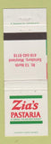 Matchbook Cover - Zia's Pastaria Italian Restaurant Salisbury MD