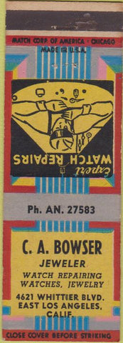 Matchbook Cover - CA Bowser Jeweler East Los Angeles CA girlie back