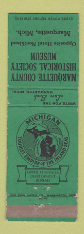 Matchbook Cover - Marquette County Historical Society Museum MI WORN