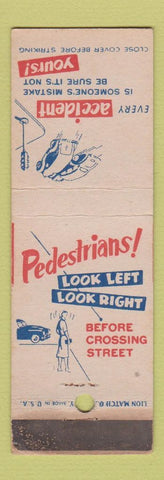 Matchbook Cover - Joy Vending Pedestrian Safety WORN