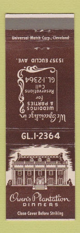 Matchbook Cover - Owen's Plantation Dinners Cleveland OH