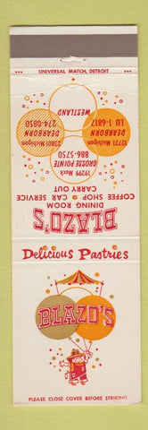 Matchbook Cover - Blazo's Restaurant Grosse Pointe Dearborn MI