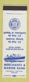Matchbook Cover - Merchants & Marine Bank Pascagoula Moss Point MS