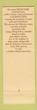 Matchbook Cover - The Refectory Steak Lobster CREASE