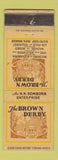 Matchbook Cover - Brown Derby Los Angeles CA Hollywood Beverly Hills WORN