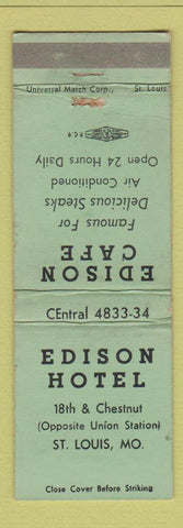 Matchbook Cover - Edison Hotel St Louis MO WORN