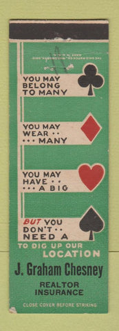 Matchbook Cover - J Graham Chesney Real Estate Insurance WEAR
