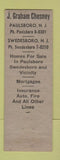 Matchbook Cover - J Graham Chesney Real Estate Insurance WEAR