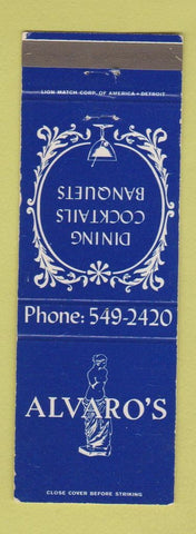 Matchbook Cover - Alvaro's Restaurant Royal Oak MI