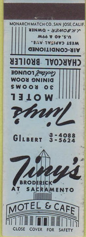 Matchbook Cover - Tiny's Motel Cafe Sacramento CA