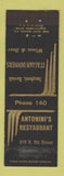 Matchbook Cover - Antonini's Restaurant Clinton IN Italian WORN