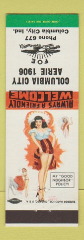 Matchbook Cover - Columbia City IN Eagles Club pinup