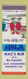 Matchbook Cover - Mac's Bun Frankfort IN