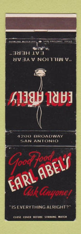 Matchbook Cover - Earl Abel's Restaurant San Antonio TX WORN