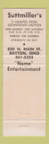 Matchbook Cover - Suttmiller's Theatre Restaurant Dayton OH