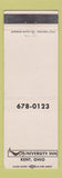 Matchbook Cover - University Inn Kent OH