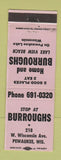 Matchbook Cover - Burroughs Pewaukee WI restaurant