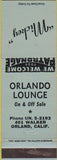 Matchbook Cover - Orlando Lounge Orland CA