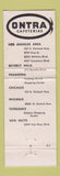 Matchbook Cover - Ontra Cafeterias Los Angeles Pasadena CA WEAR