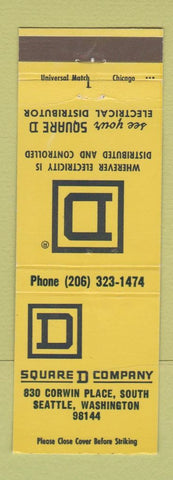 Matchbook Cover - Square D Company Seattle WA Electrical Supply