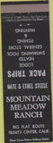 Matchbook Cover - Mountain Meadow Ranch Trinity Center CA