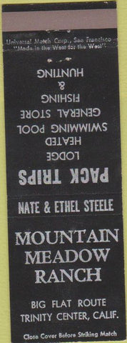 Matchbook Cover - Mountain Meadow Ranch Trinity Center CA