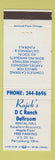Matchbook Cover - Rojek's DC Ranch Ballroom Perrysburg OH